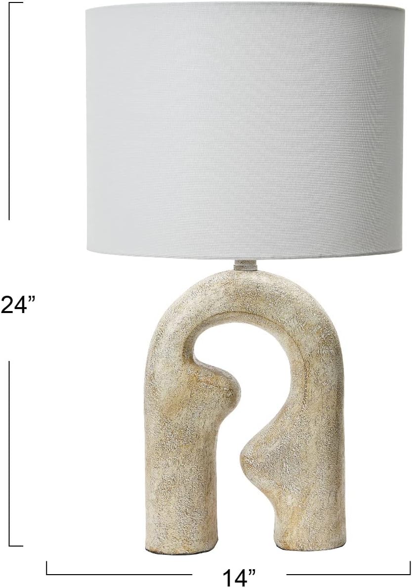 Creative CoOp EC1273 Modern Abstract Sculptural Drum Shade Table Lamp Natural