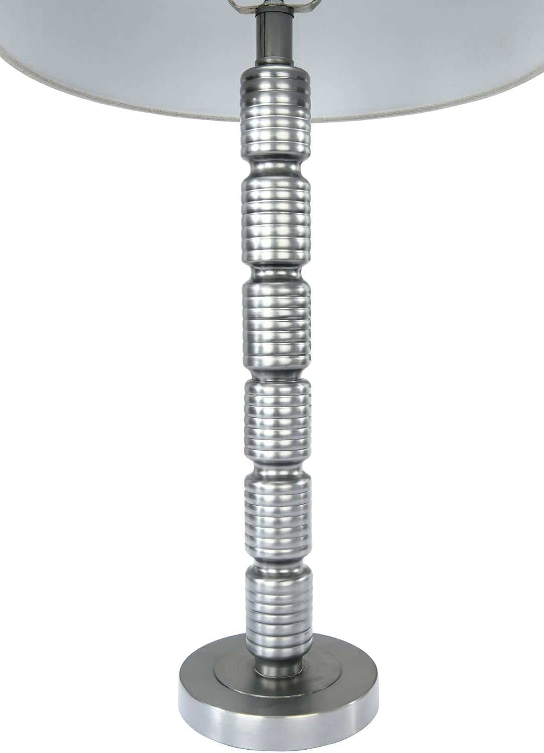 Creative CoOp Faceted Metal Stacked Column Design Table Lamp 2875 Inch Brushed NickelAged Pewter