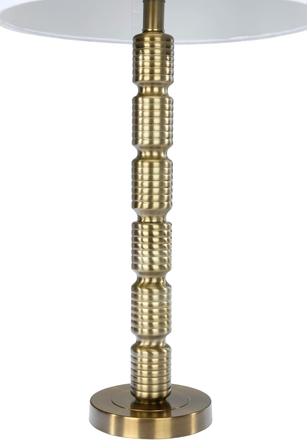Creative CoOp Faceted Metal Stacked Column Design Table Lamp 2875 Inch Brushed NickelMatte Gold Bronze