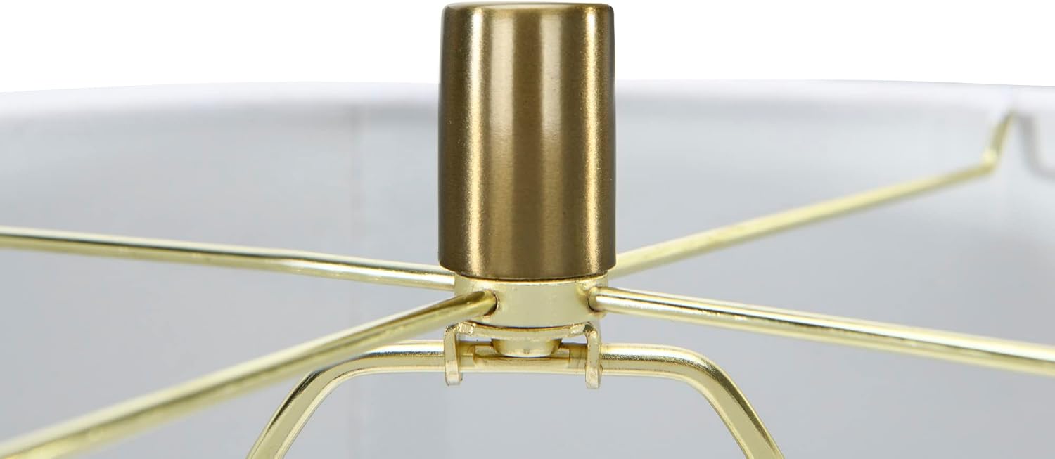 Creative CoOp Faceted Metal Stacked Column Design Table Lamp 2875 Inch Brushed NickelMatte Gold Bronze