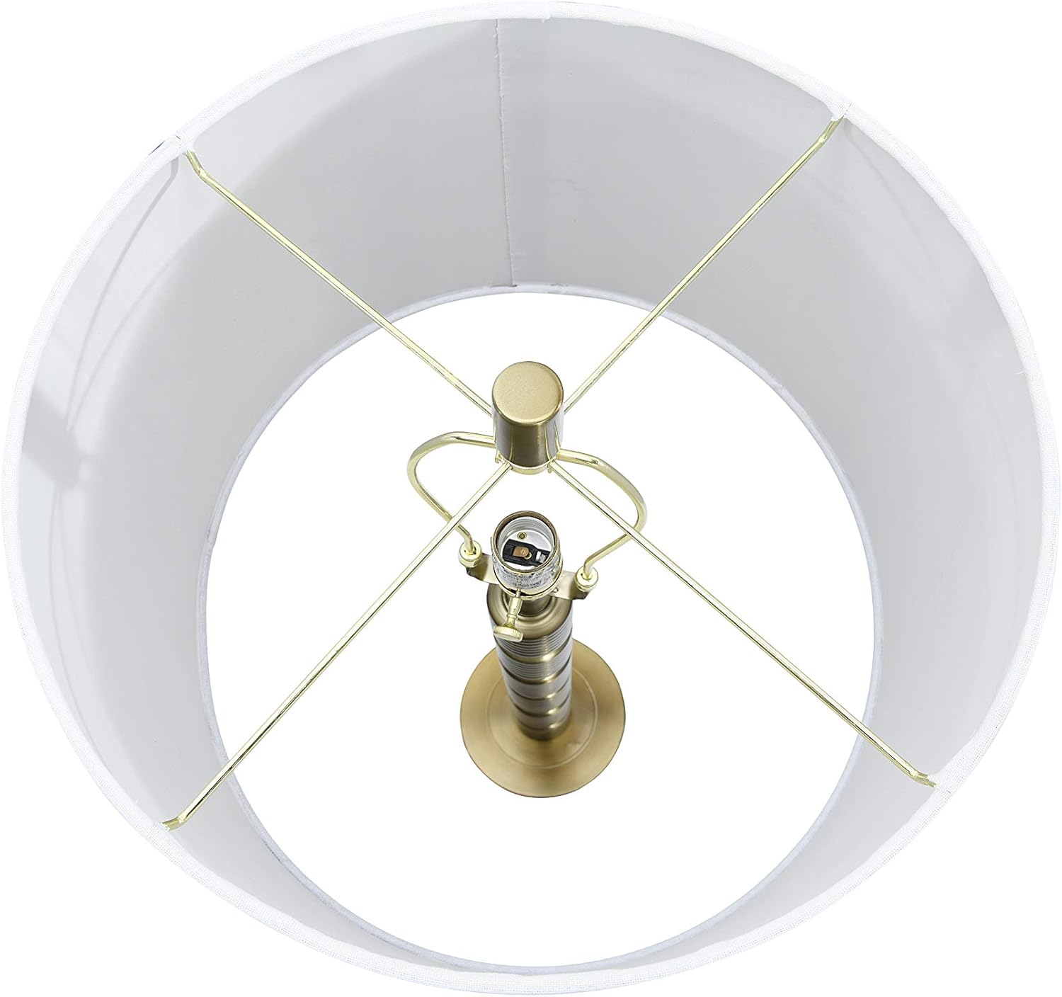 Creative CoOp Faceted Metal Stacked Column Design Table Lamp 2875 Inch Brushed NickelMatte Gold Bronze