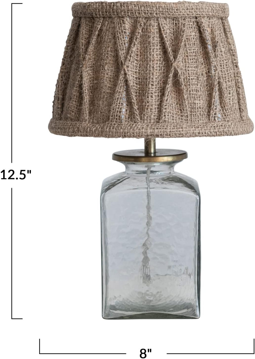 Creative CoOp Farmhouse Glass Pleated Jute Shade Clear and Natural Table Lamp