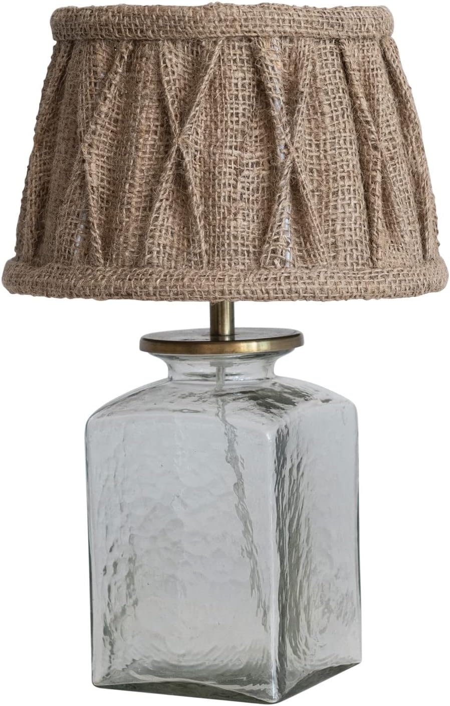 Creative CoOp Farmhouse Glass Pleated Jute Shade Clear and Natural Table Lamp