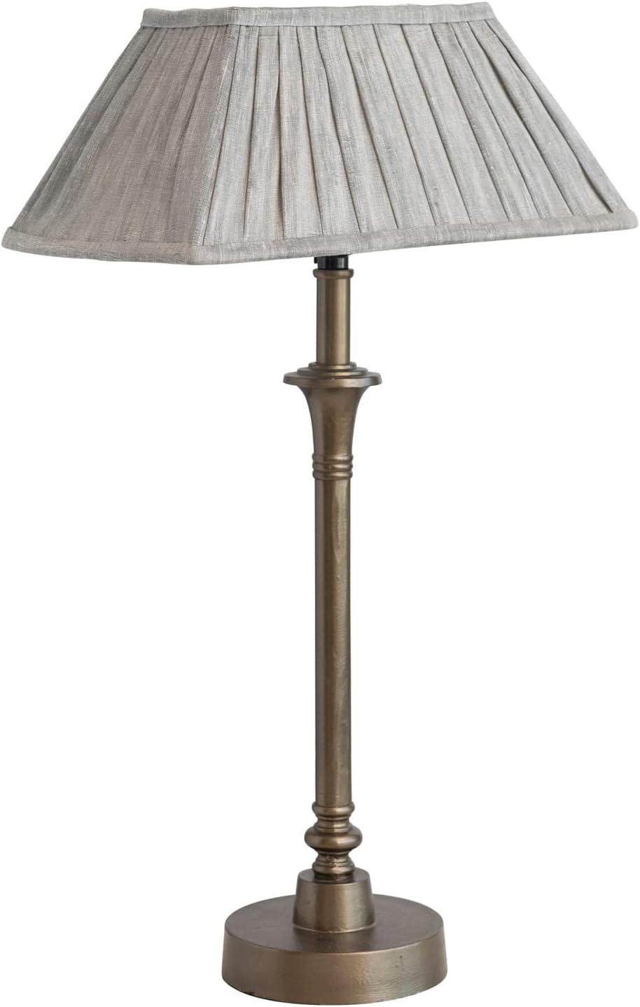 Creative CoOp Farmhouse Metal Pleated Linen Shade Brass and Grey Table Lamp Gray