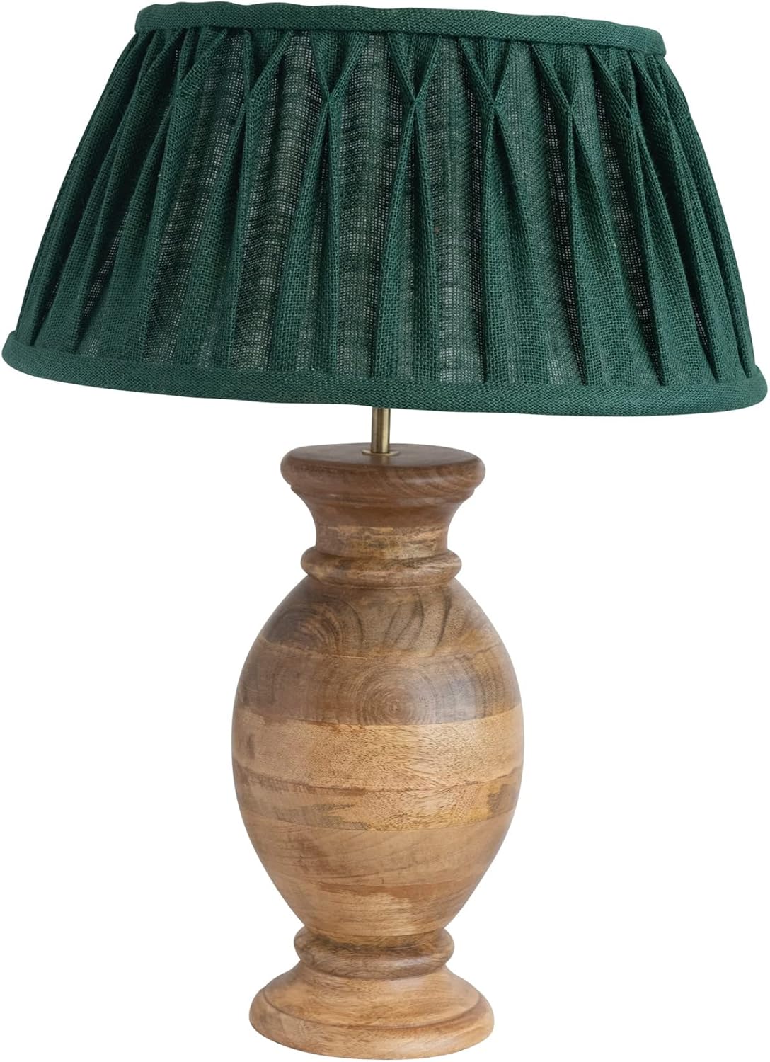Creative CoOp Farmhouse Sculptural Wood Pleated Fabric Shade Natural and Green Table Lamp
