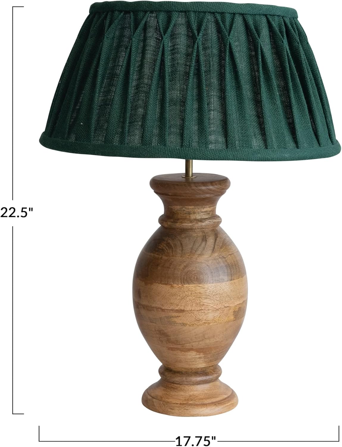 Creative CoOp Farmhouse Sculptural Wood Pleated Fabric Shade Natural and Green Table Lamp