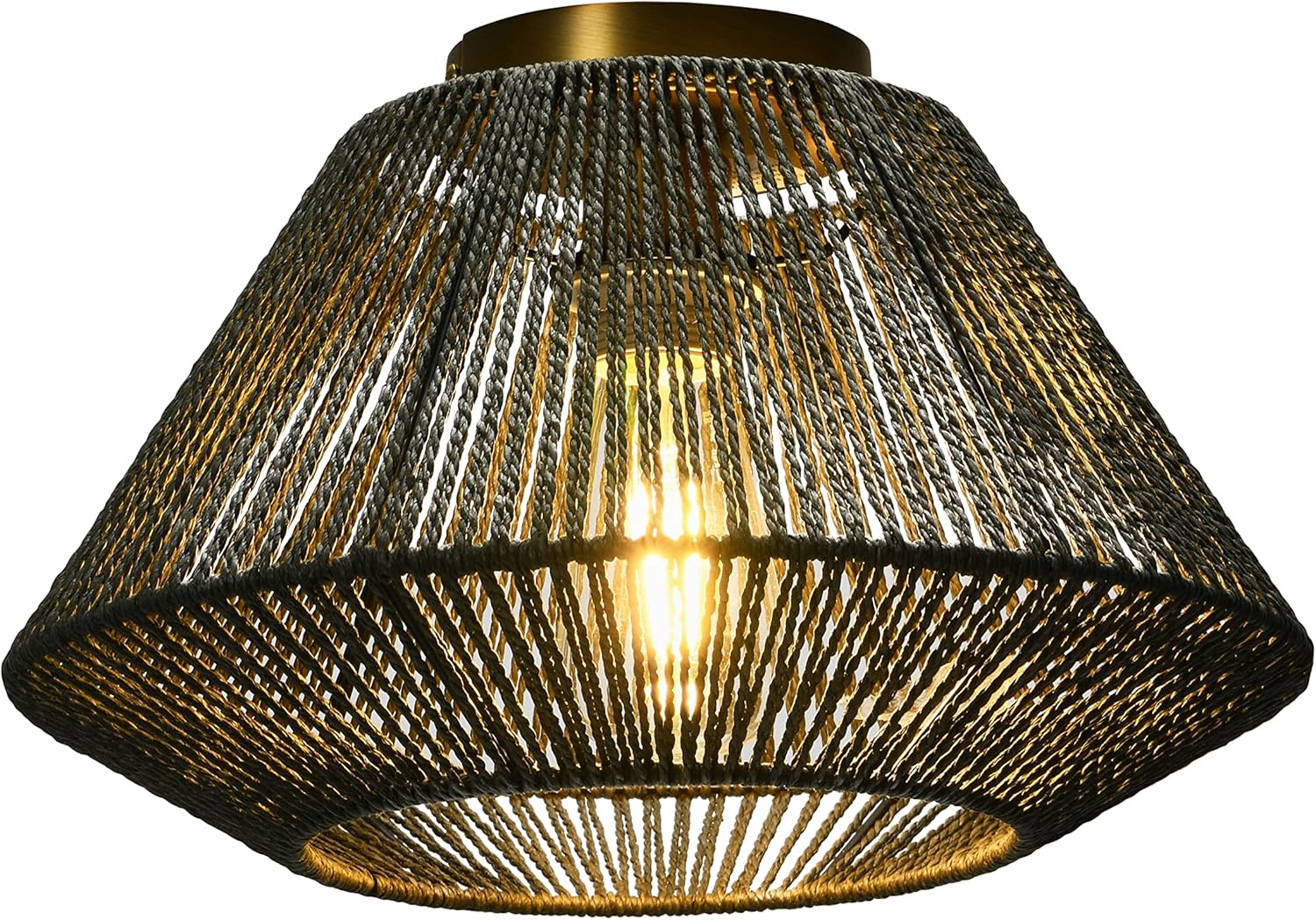 Creative CoOp Flush Mount Ceiling Light with Woven Paper Rope Shade GreyGray