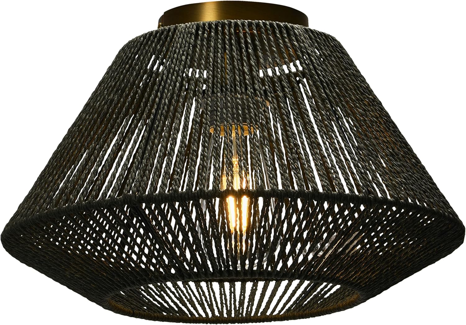 Creative CoOp Flush Mount Ceiling Light with Woven Paper Rope Shade GreyGray