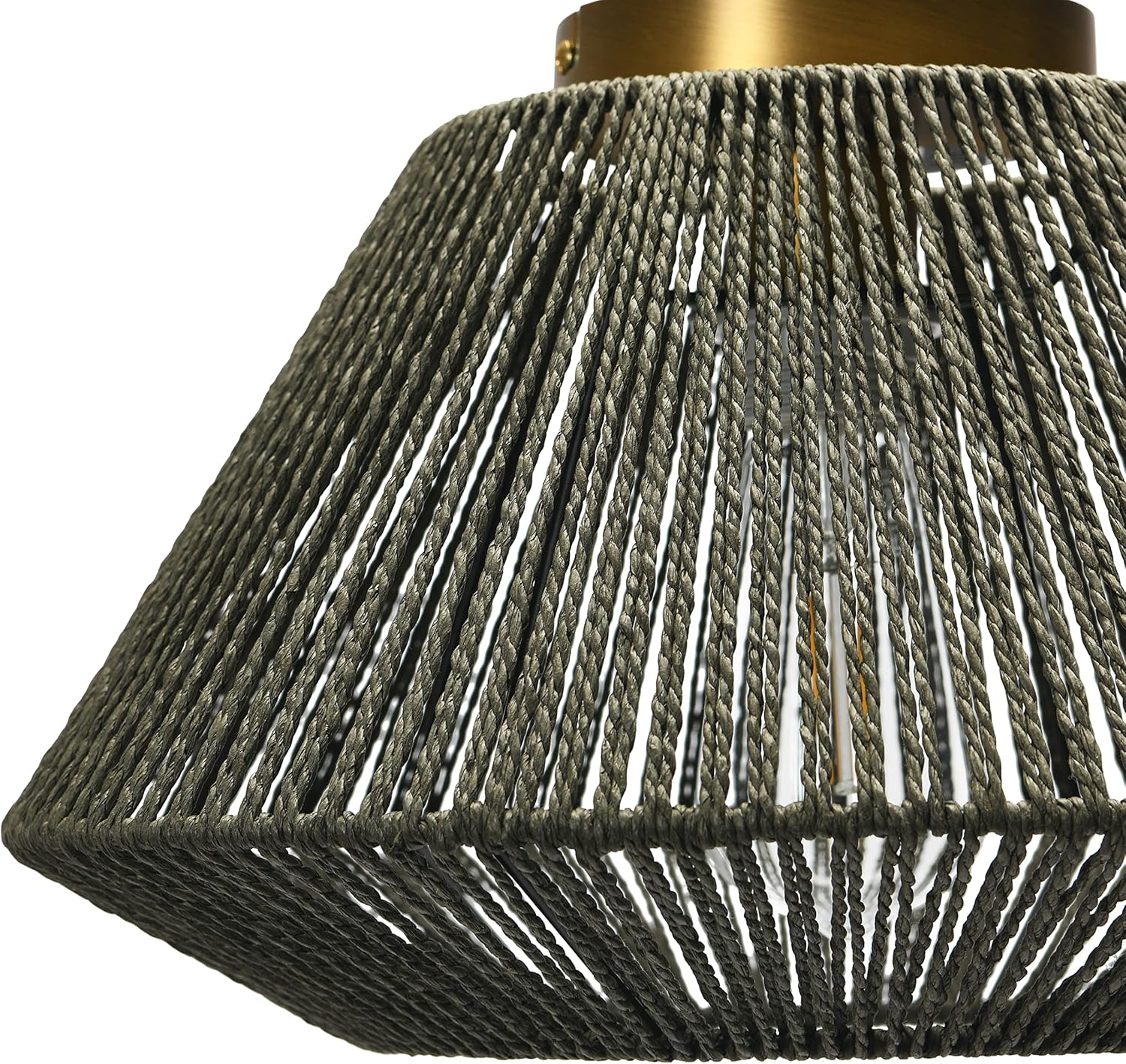 Creative CoOp Flush Mount Ceiling Light with Woven Paper Rope Shade GreyGray