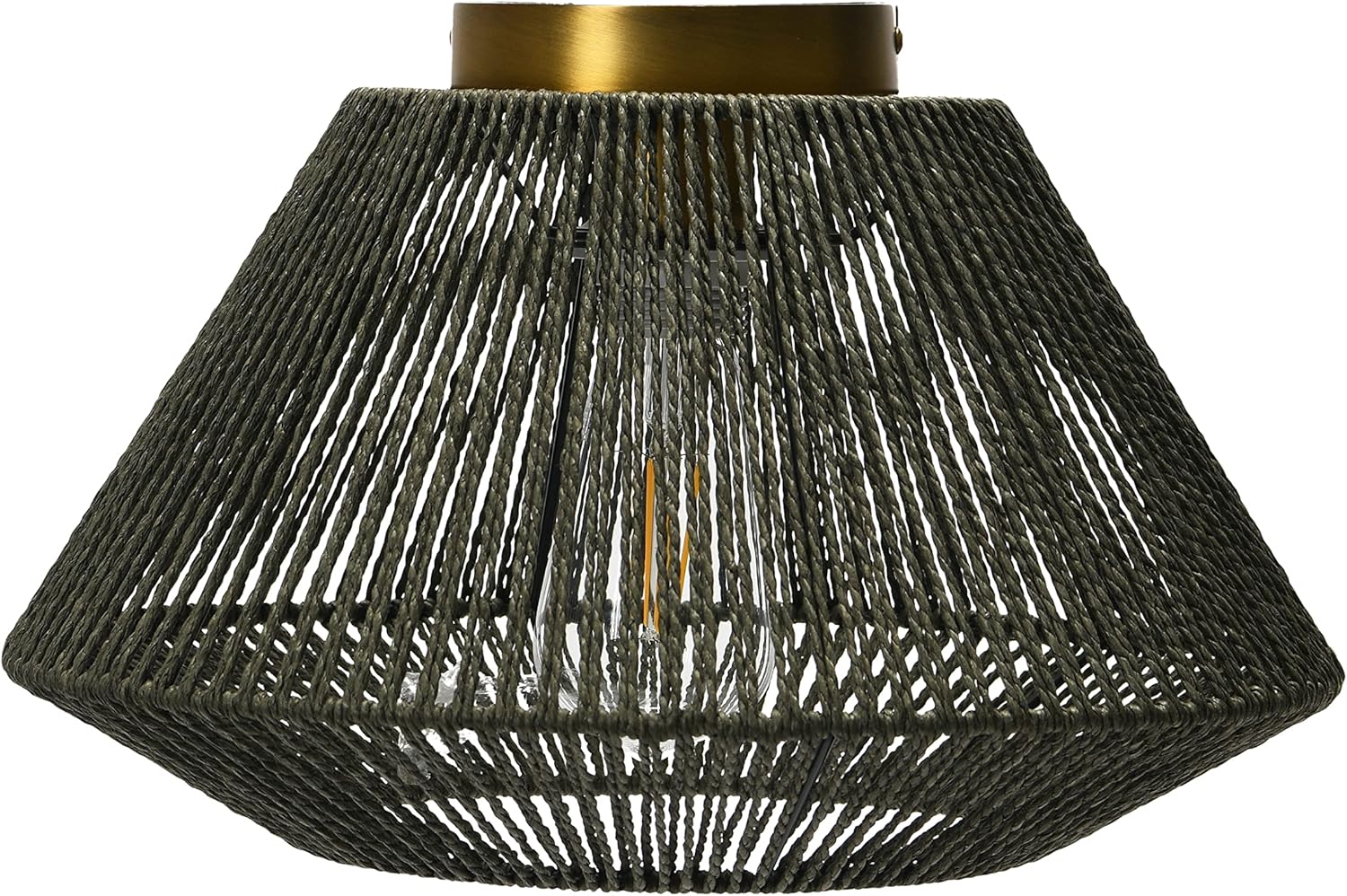 Creative CoOp Flush Mount Ceiling Light with Woven Paper Rope Shade GreyGray