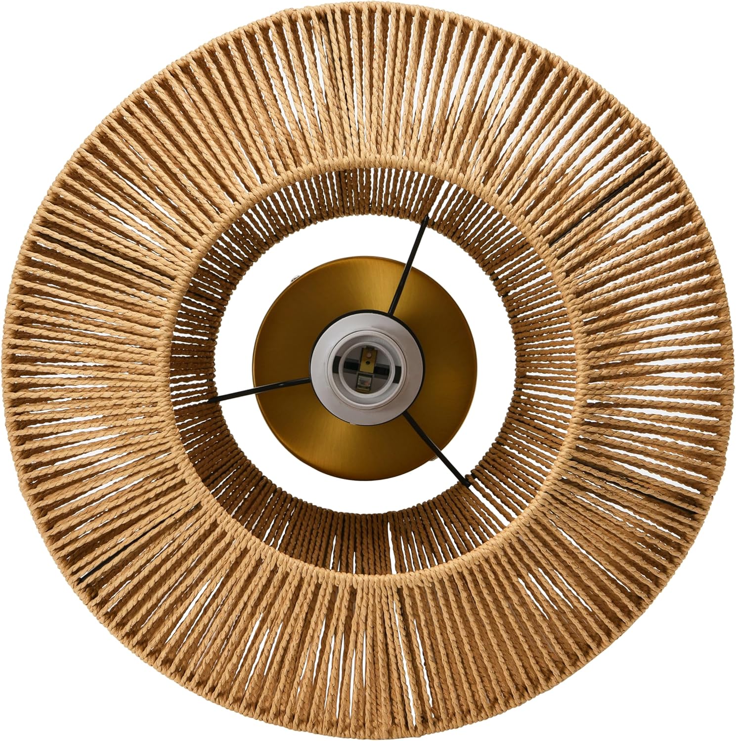 Creative CoOp Flush Mount Ceiling Light with Woven Paper Rope Shade GreyNatural Paper Rope