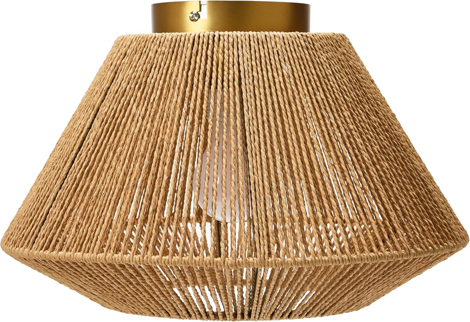 Creative CoOp Flush Mount Ceiling Light with Woven Paper Rope Shade GreyNatural Paper Rope