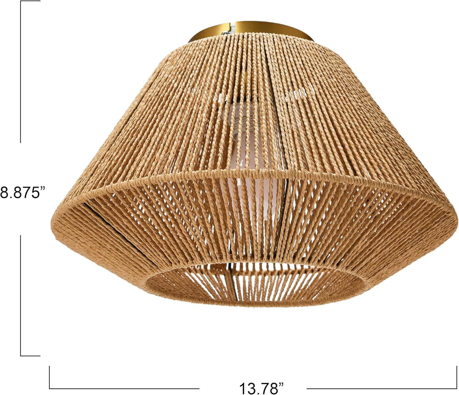 Creative CoOp Flush Mount Ceiling Light with Woven Paper Rope Shade GreyNatural Paper Rope