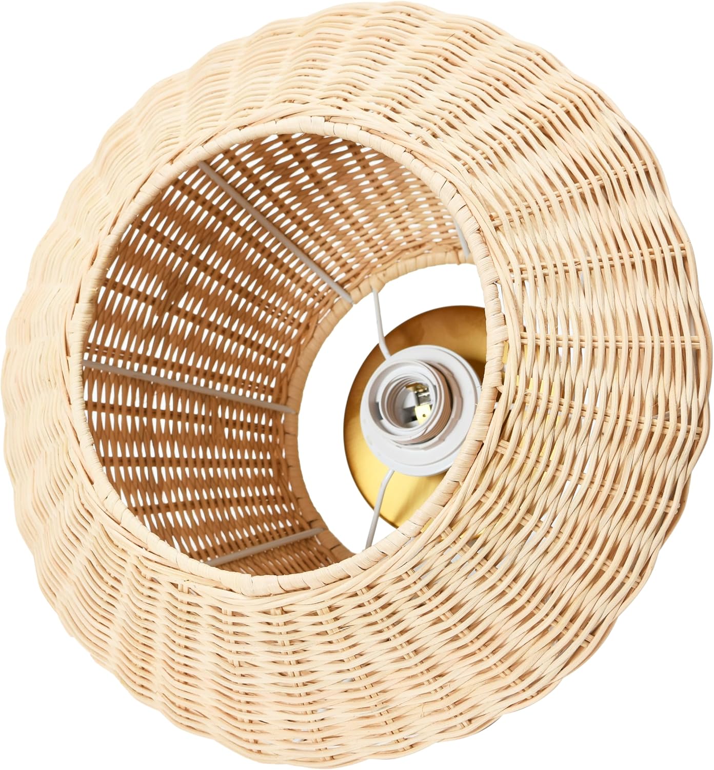 Creative CoOp Flush Mount Ceiling Light with Woven Paper Rope Shade GreyNatural Rattan