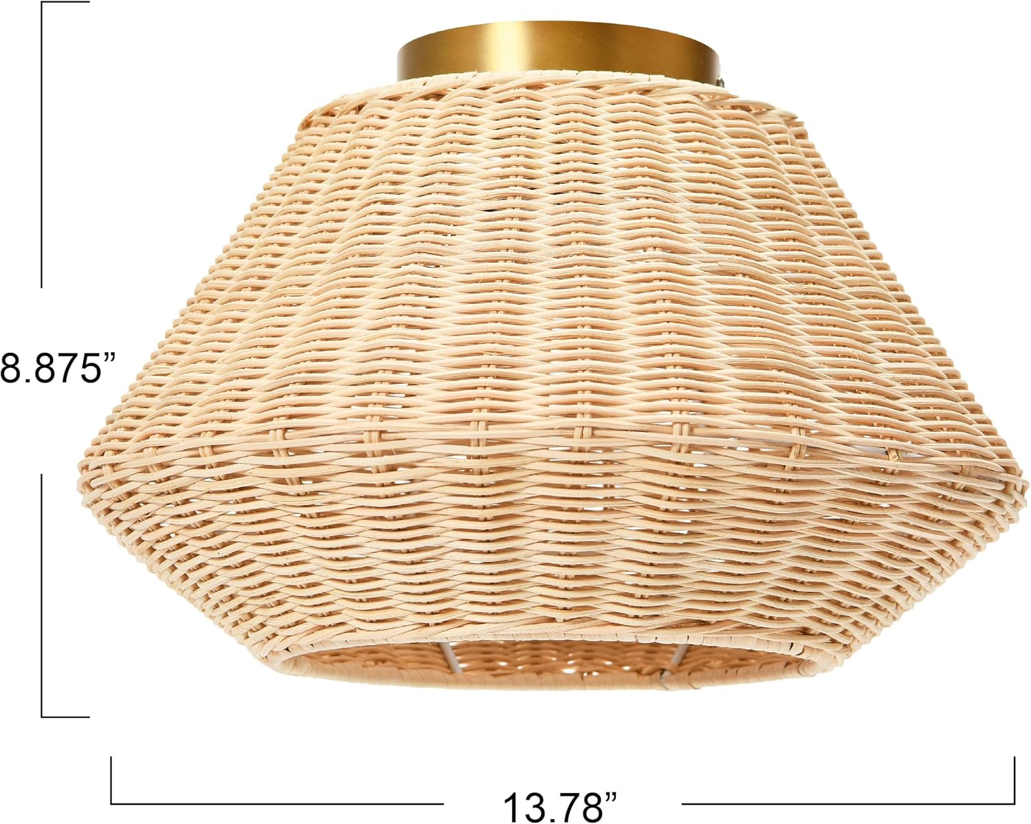 Creative CoOp Flush Mount Ceiling Light with Woven Paper Rope Shade GreyNatural Rattan