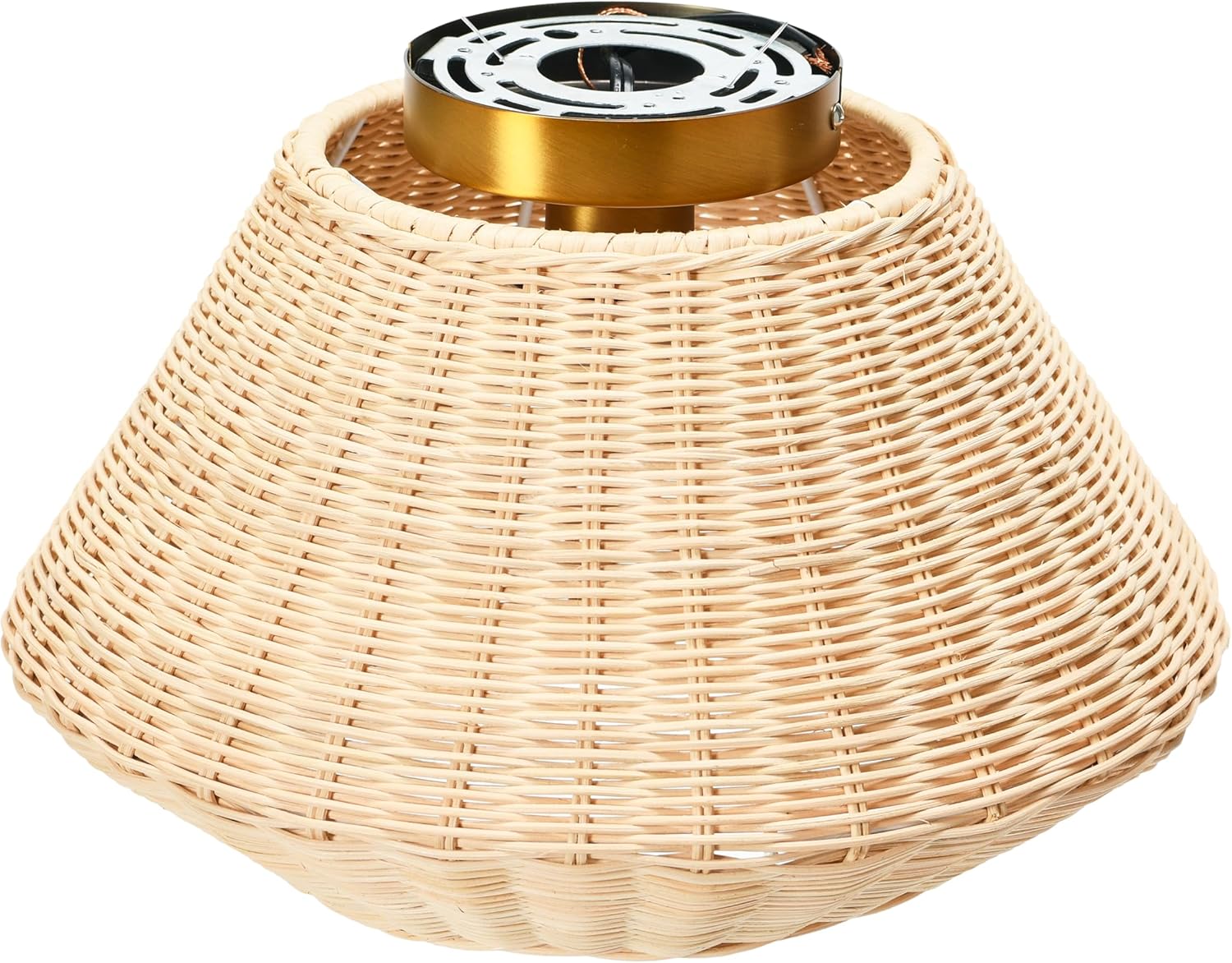 Creative CoOp Flush Mount Ceiling Light with Woven Paper Rope Shade GreyNatural Rattan