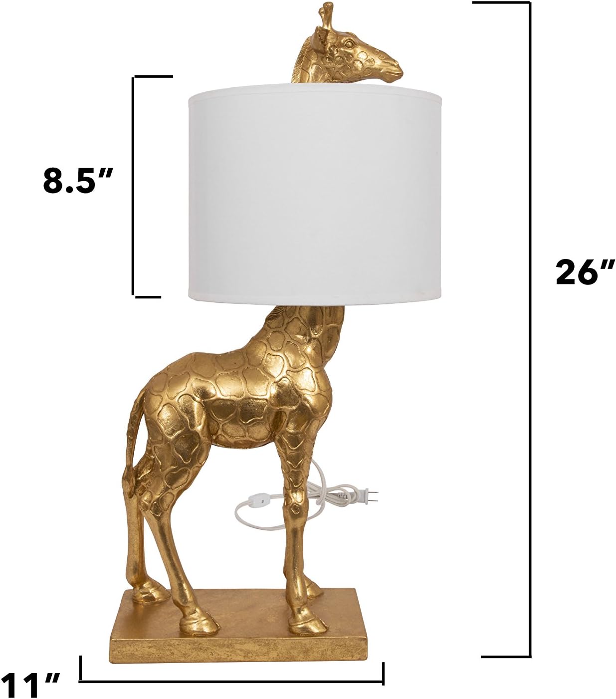 Creative CoOp Giraffe Table Lamp with Linen Shade Bronze FinishGold