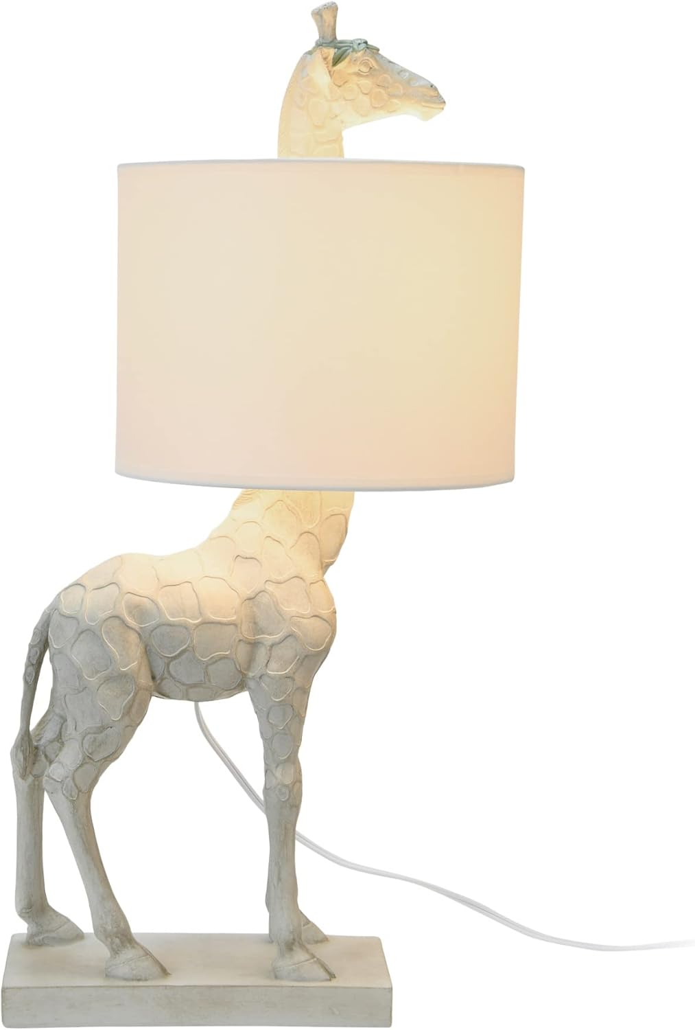 Creative CoOp Giraffe Table Lamp with Linen Shade Bronze FinishWhite