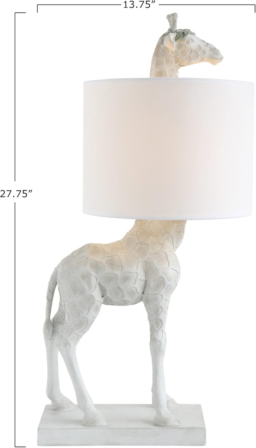 Creative CoOp Giraffe Table Lamp with Linen Shade Bronze FinishWhite