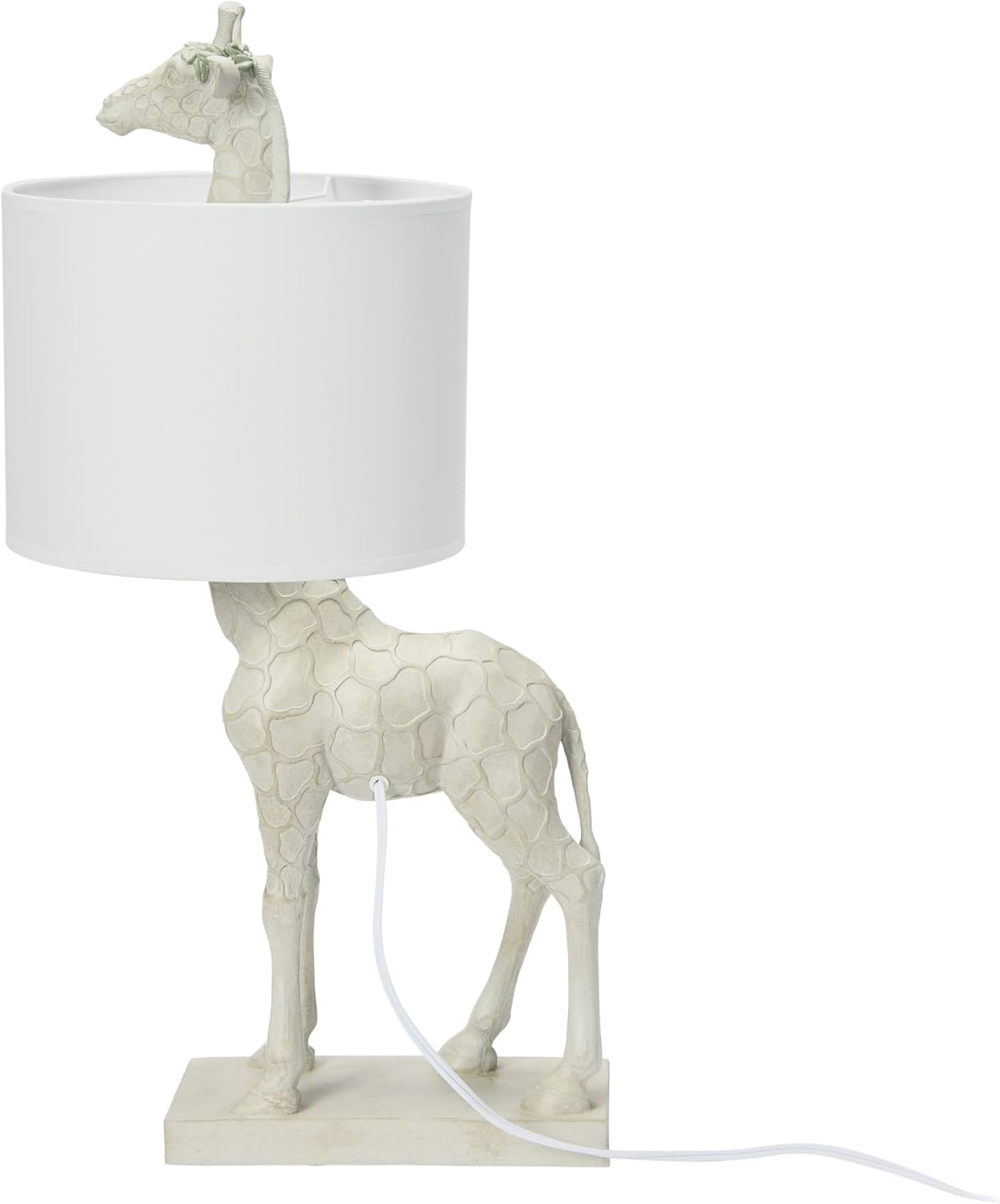 Creative CoOp Giraffe Table Lamp with Linen Shade Bronze FinishWhite