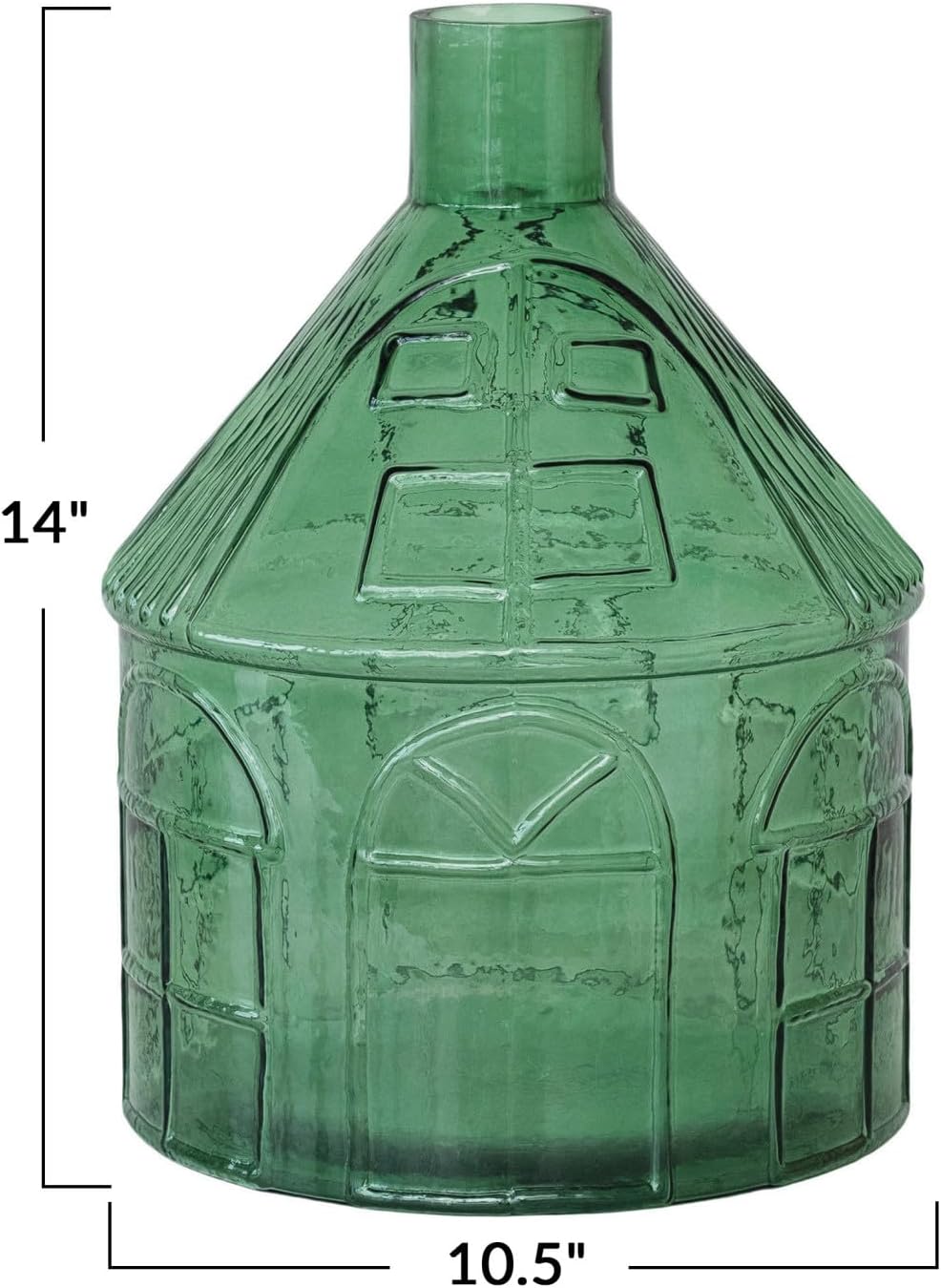 Creative CoOp Glass HouseShaped Vase Green1012 Round x 14H