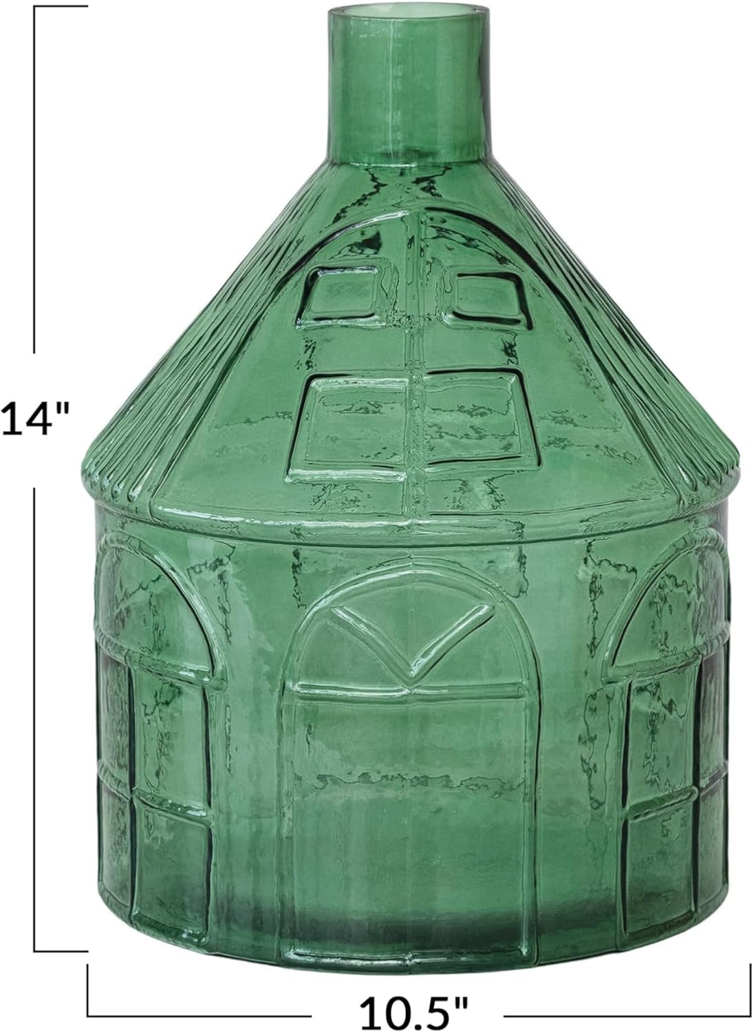 Creative CoOp Glass HouseShaped Vase Green1012 Round x 14H