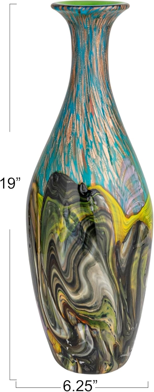 Creative CoOp Glittering Handmade Art Glass Vase Multicolor