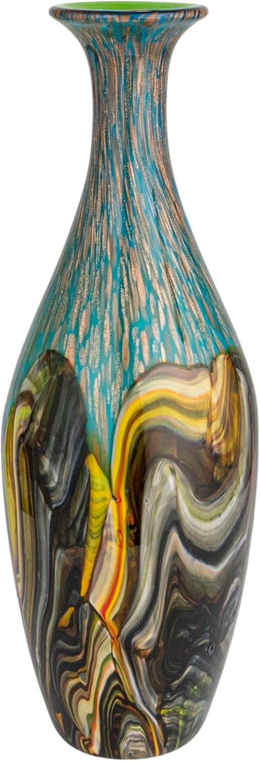 Creative CoOp Glittering Handmade Art Glass Vase Multicolor