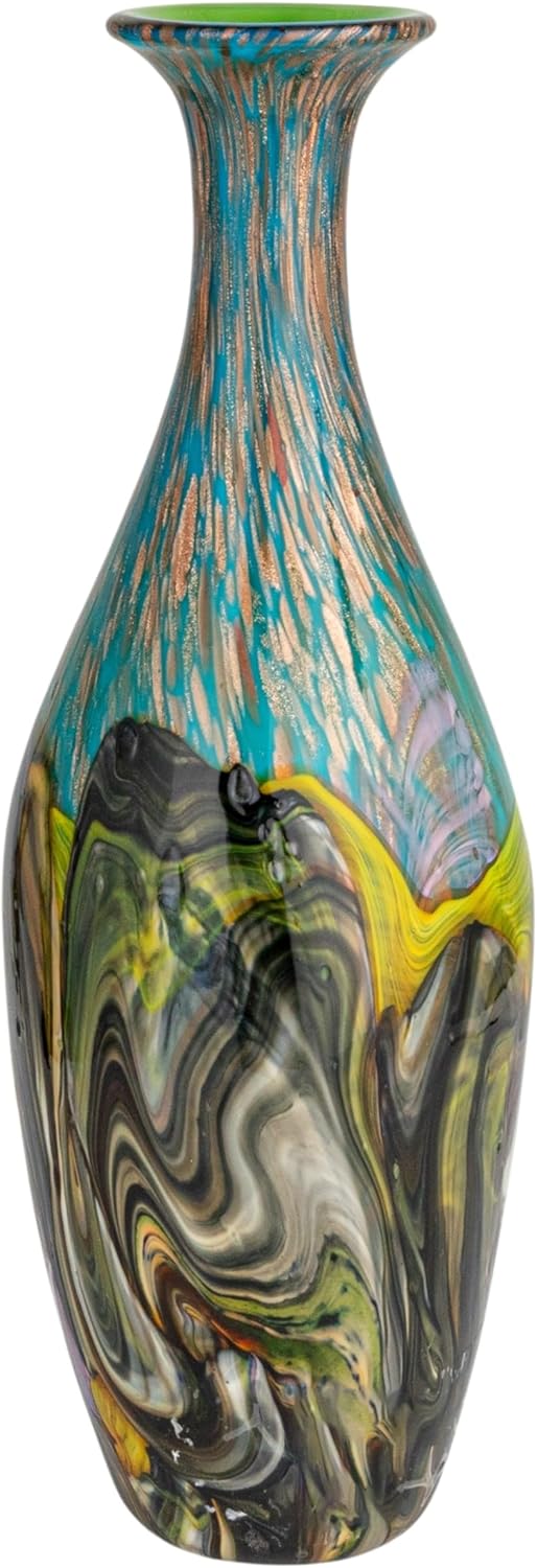 Creative CoOp Glittering Handmade Art Glass Vase Multicolor