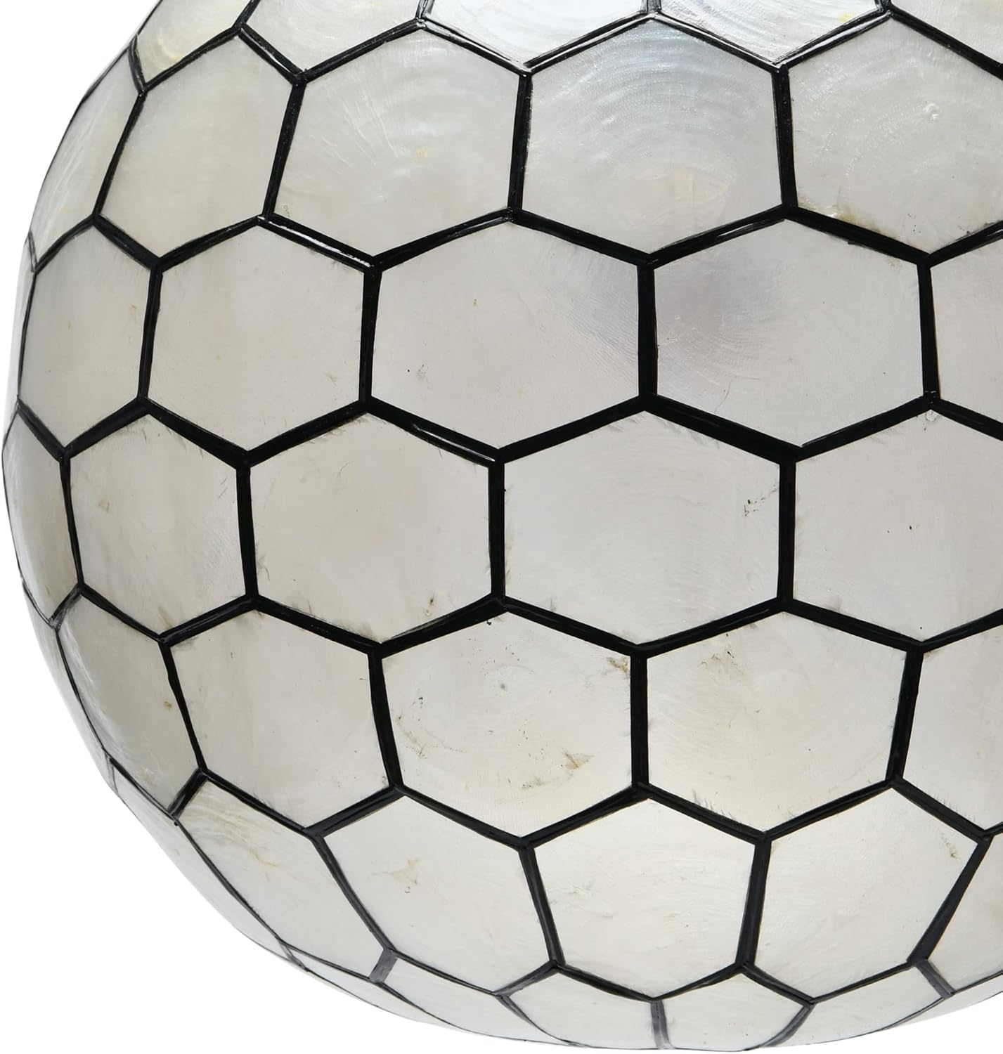 Creative CoOp Gold Honeycomb Globe Pendant Light Capiz White Seashells with Antique 16quotBlack