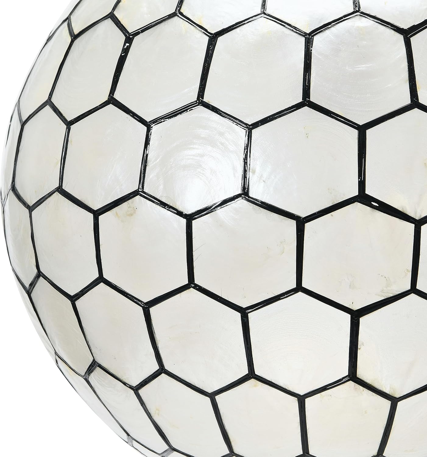 Creative CoOp Gold Honeycomb Globe Pendant Light Capiz White Seashells with Antique 16quotBlack