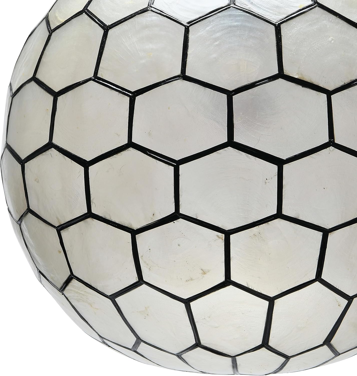 Creative CoOp Gold Honeycomb Globe Pendant Light Capiz White Seashells with Antique 16quotBlack