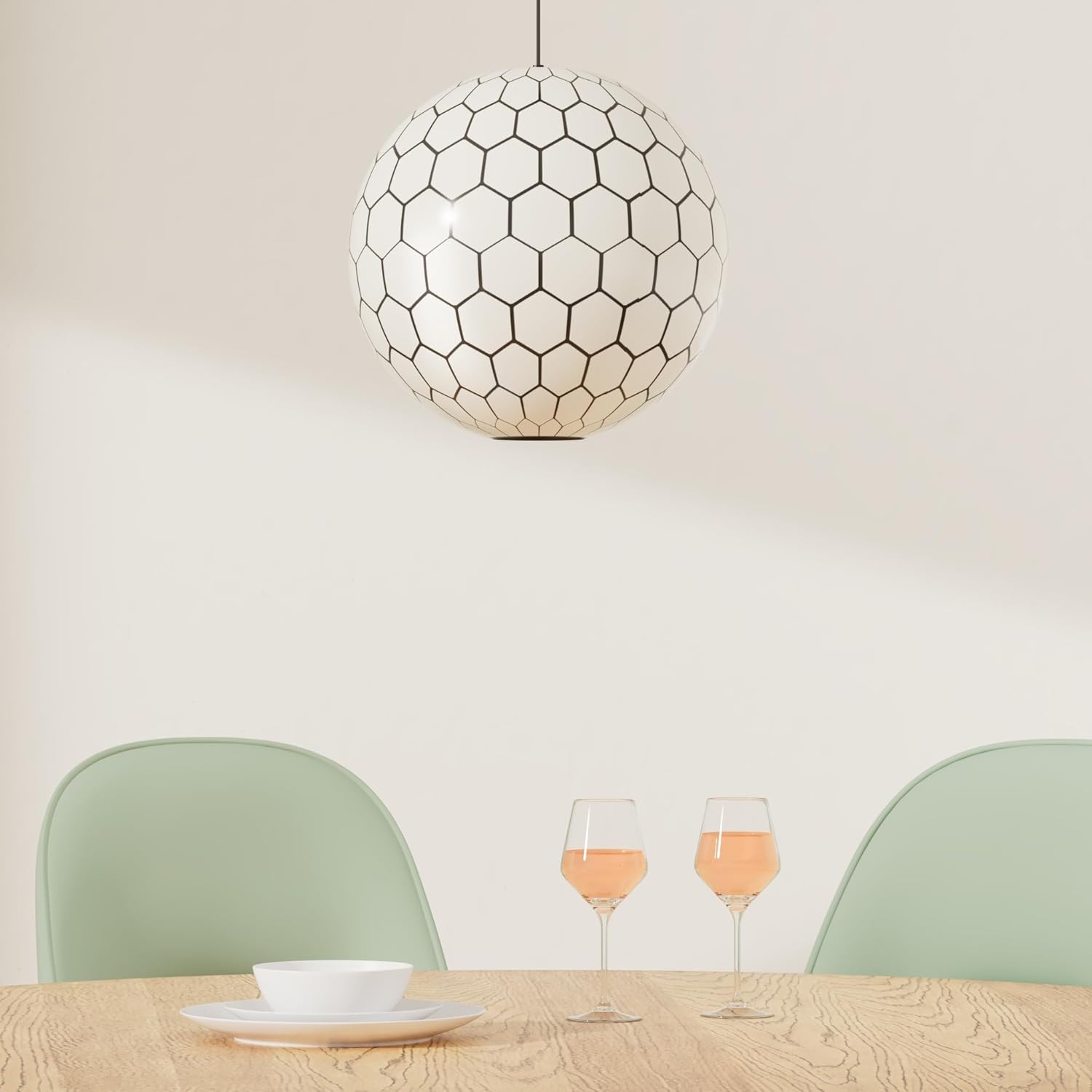 Creative CoOp Gold Honeycomb Globe Pendant Light Capiz White Seashells with Antique 16quotBlack