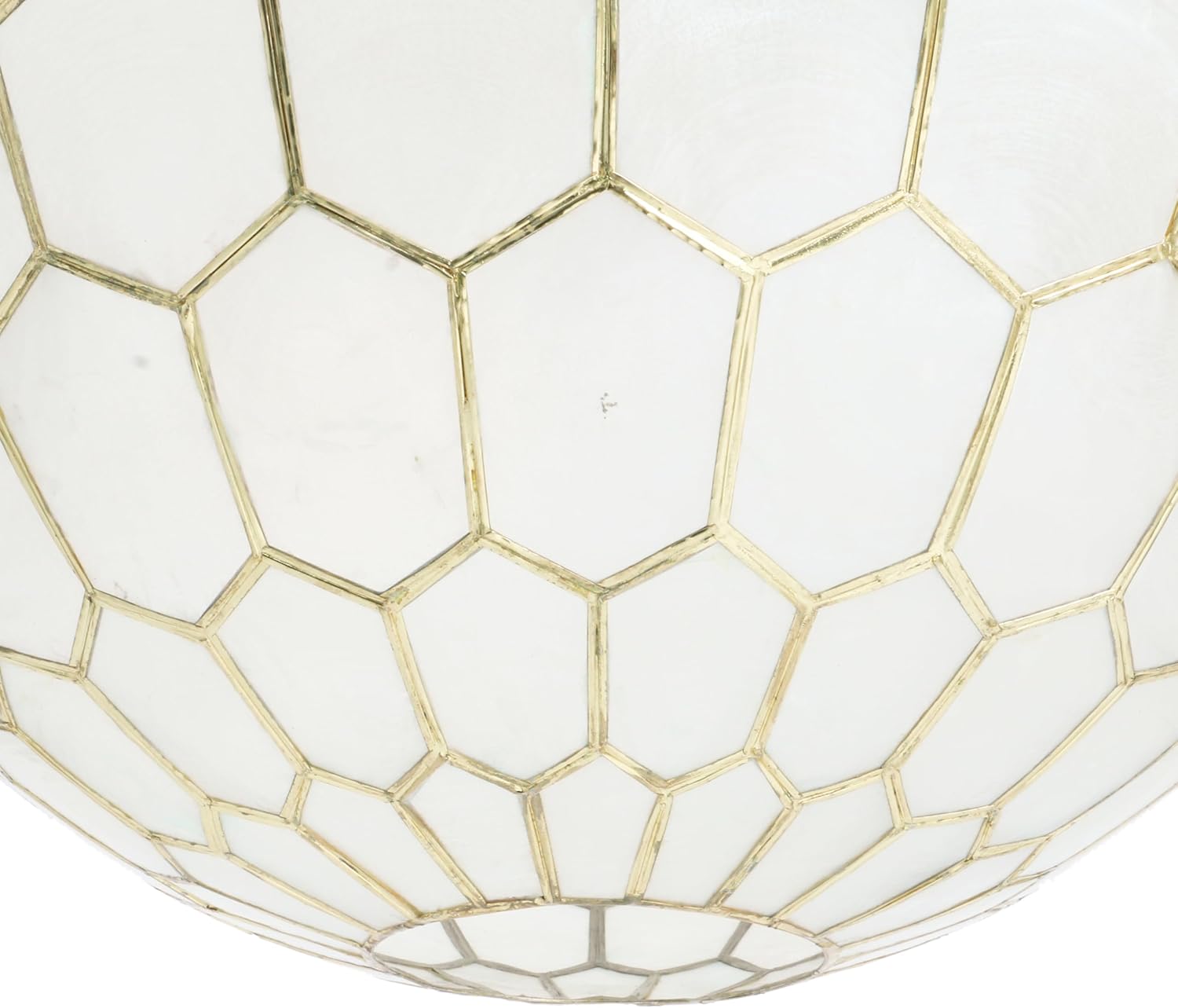 Creative CoOp Gold Honeycomb Globe Pendant Light Capiz White Seashells with Antique 16quotGold