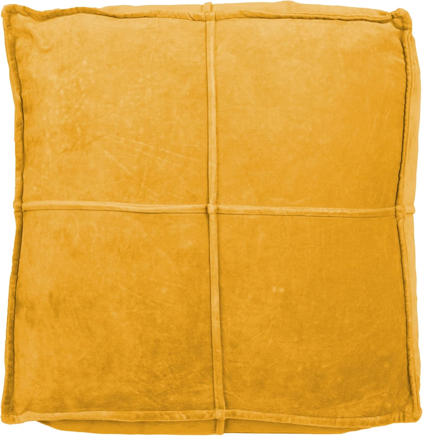 Creative CoOp Goldenrod Square Cotton Velvet PoufGoldenrod