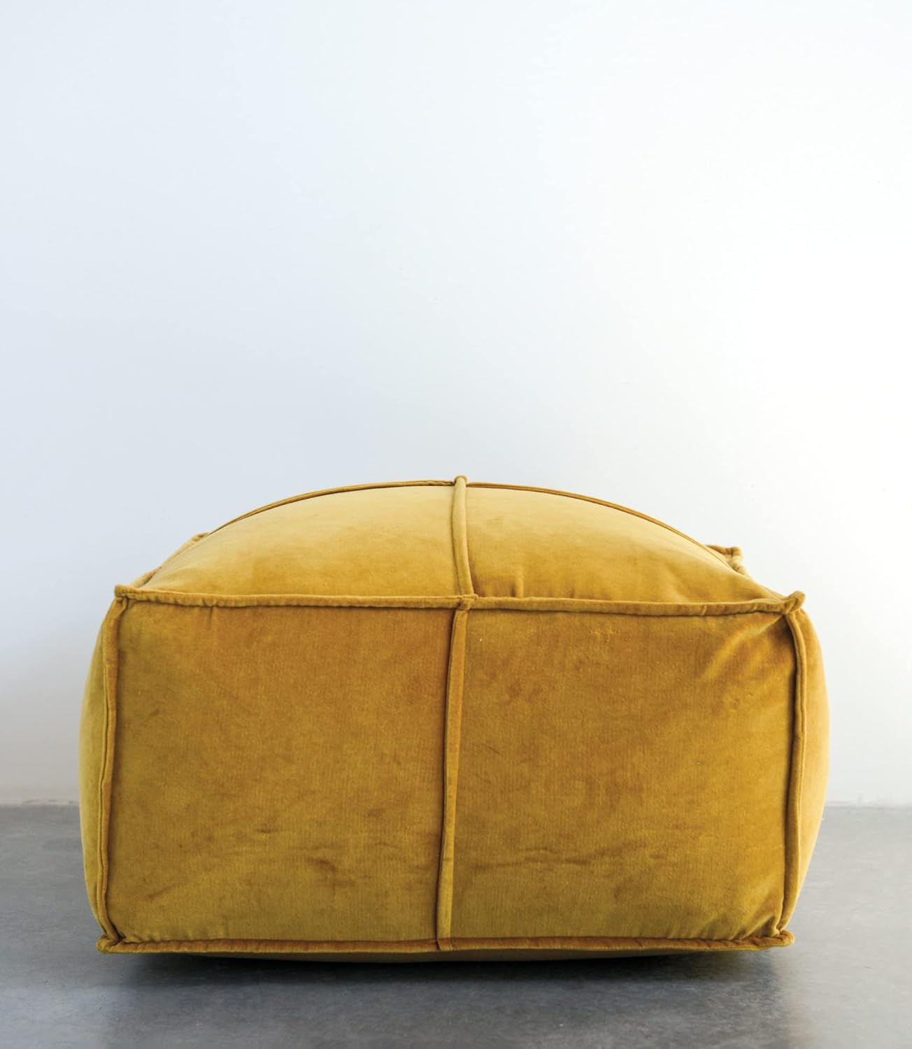 Creative CoOp Goldenrod Square Cotton Velvet PoufGoldenrod
