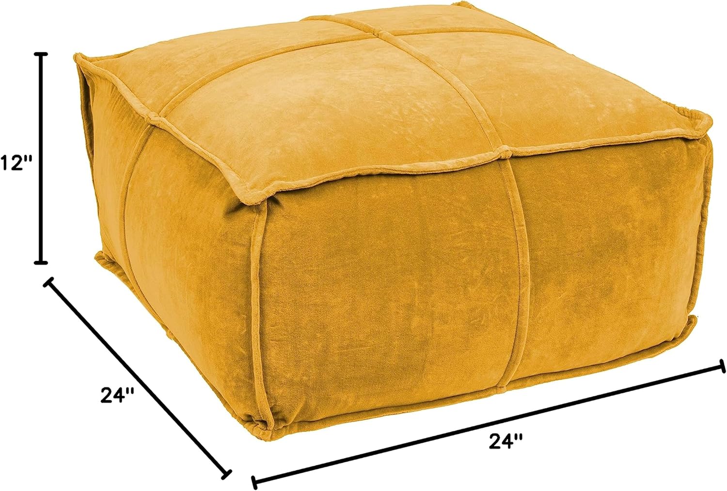 Creative CoOp Goldenrod Square Cotton Velvet PoufGoldenrod