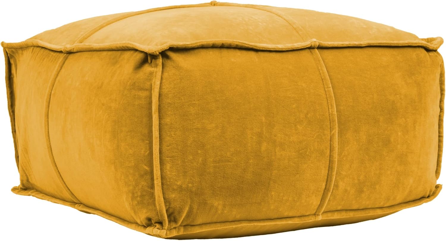 Creative CoOp Goldenrod Square Cotton Velvet PoufGoldenrod