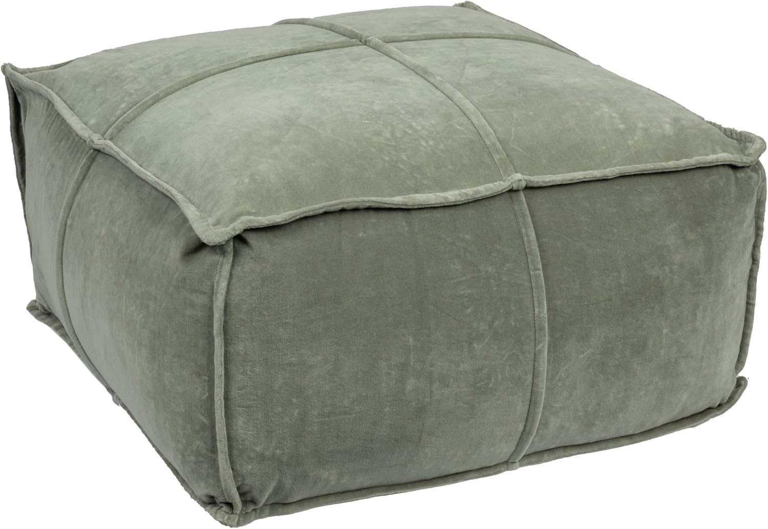 Creative CoOp Goldenrod Square Cotton Velvet PoufWing Teal