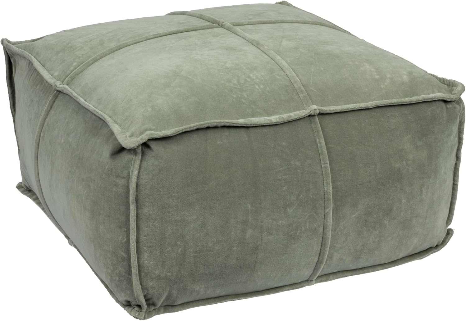 Creative CoOp Goldenrod Square Cotton Velvet PoufWing Teal