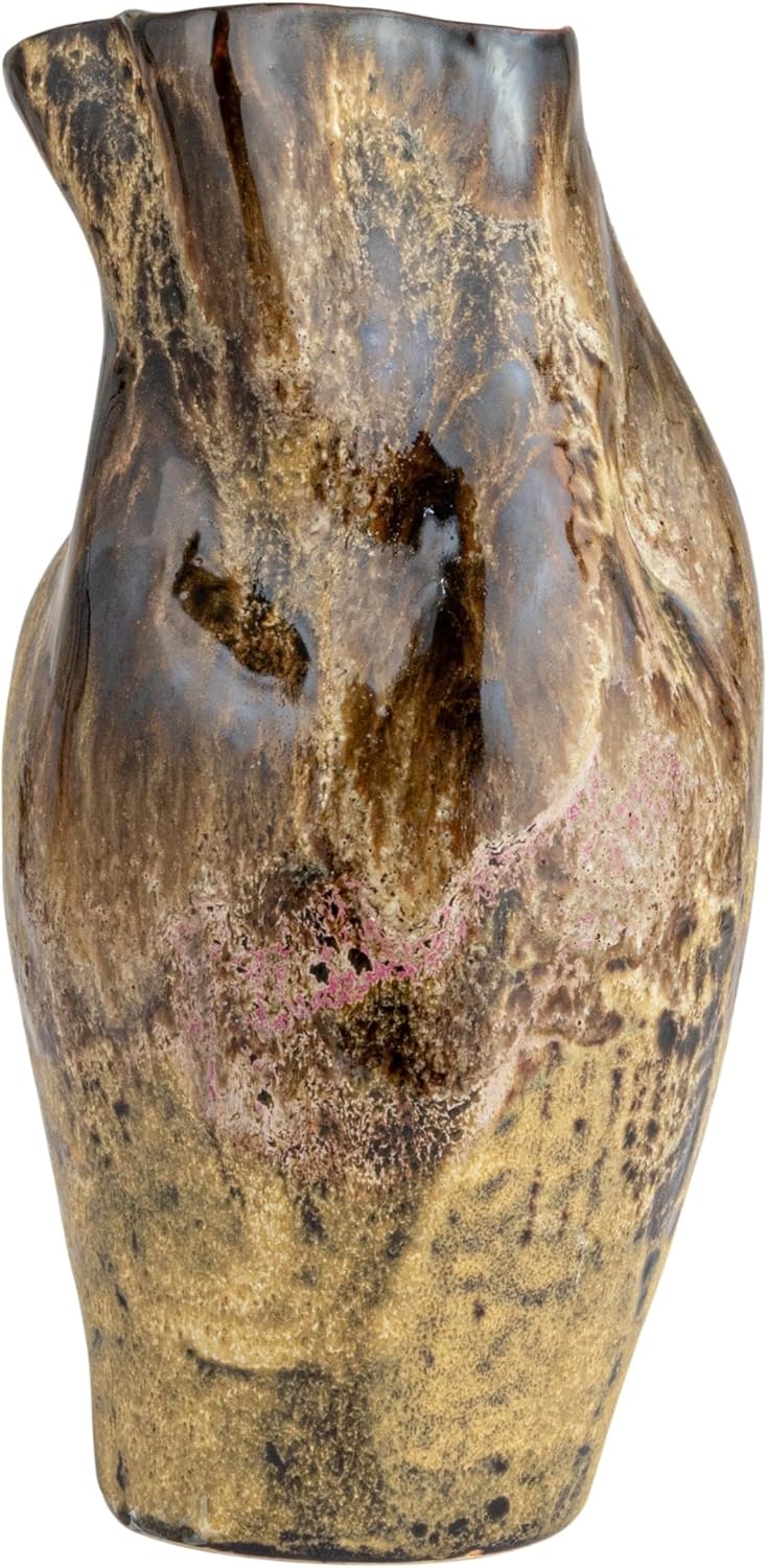Creative CoOp HandPainted Stoneware Organic Vase with Reactive Glaze Multicolor