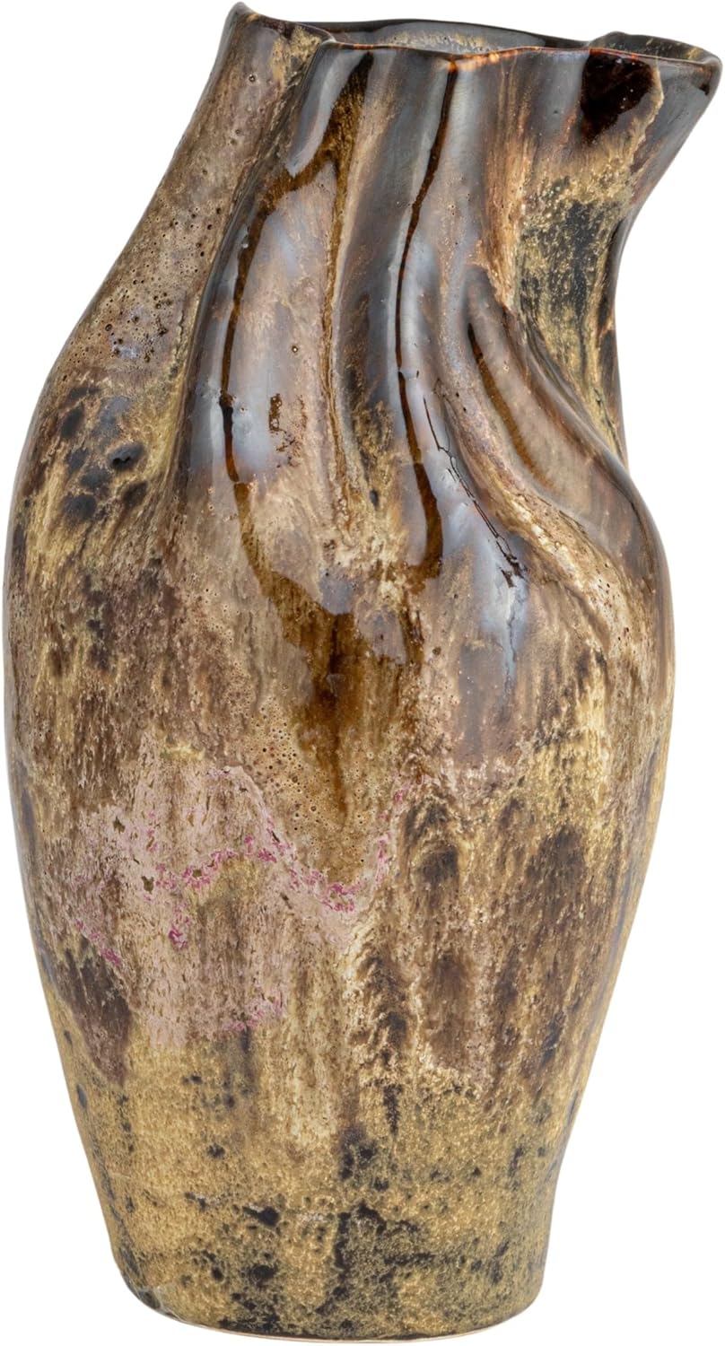 Creative CoOp HandPainted Stoneware Organic Vase with Reactive Glaze Multicolor
