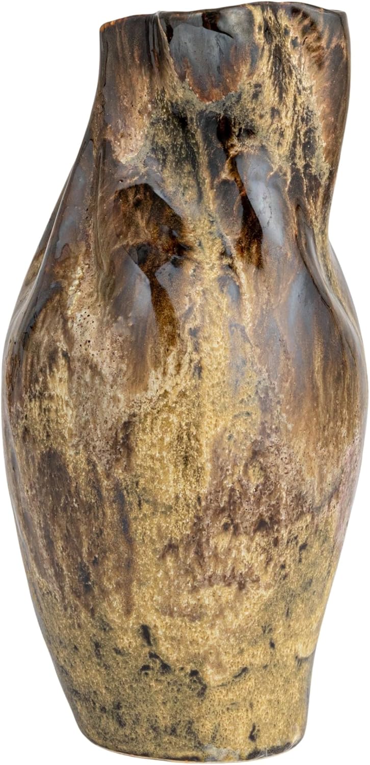 Creative CoOp HandPainted Stoneware Organic Vase with Reactive Glaze Multicolor