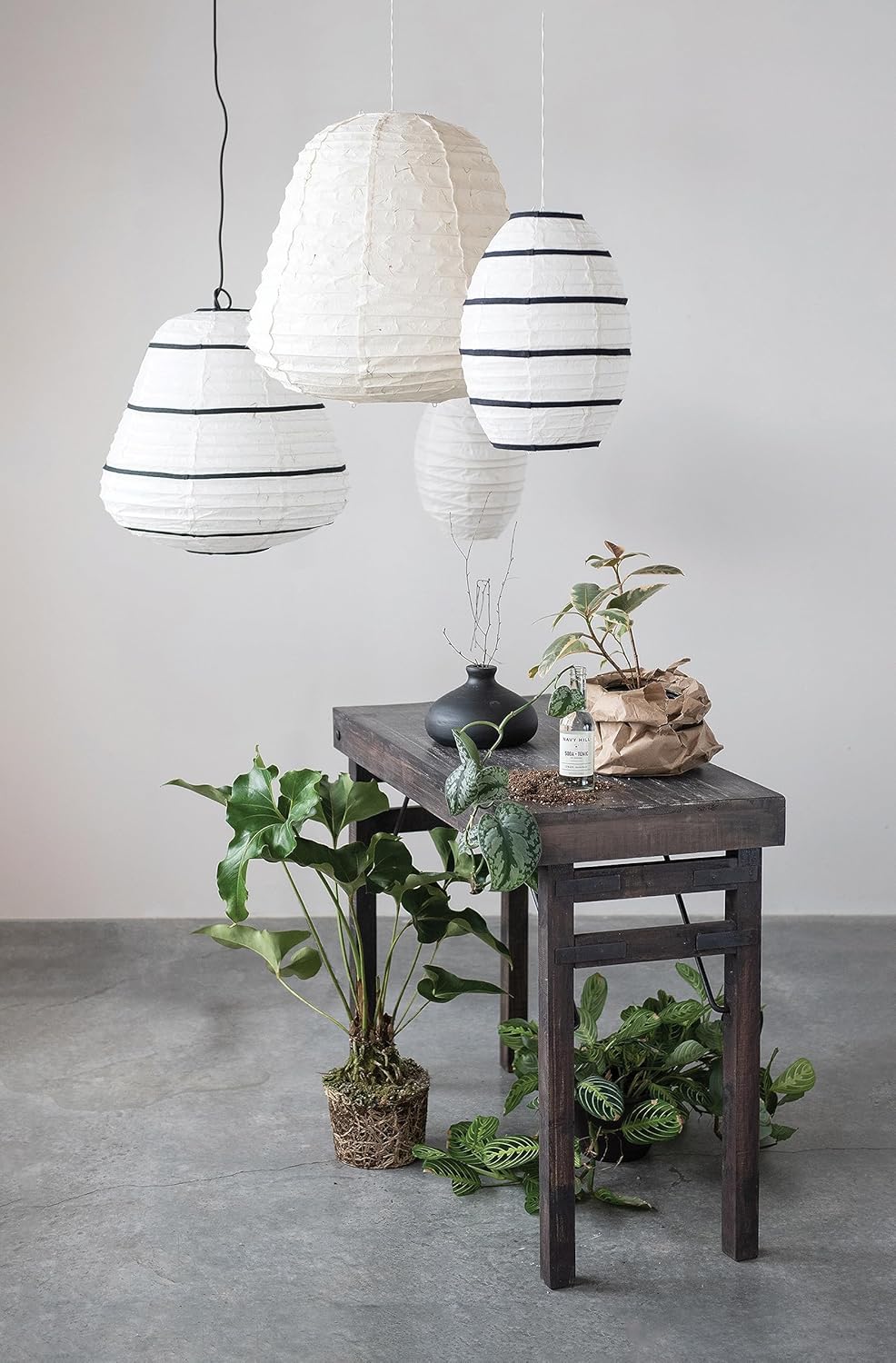 Creative CoOp Handmade Paper Pendant Lantern Lamp Set of 2 Dcor Multicolored 2