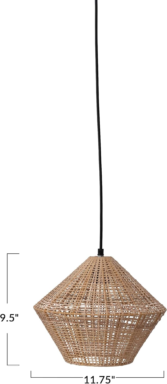 Creative CoOp Handwoven Rattan Ceiling Light Natural 12quot L x 12quot W x 9quot H12L x 12W x 10H