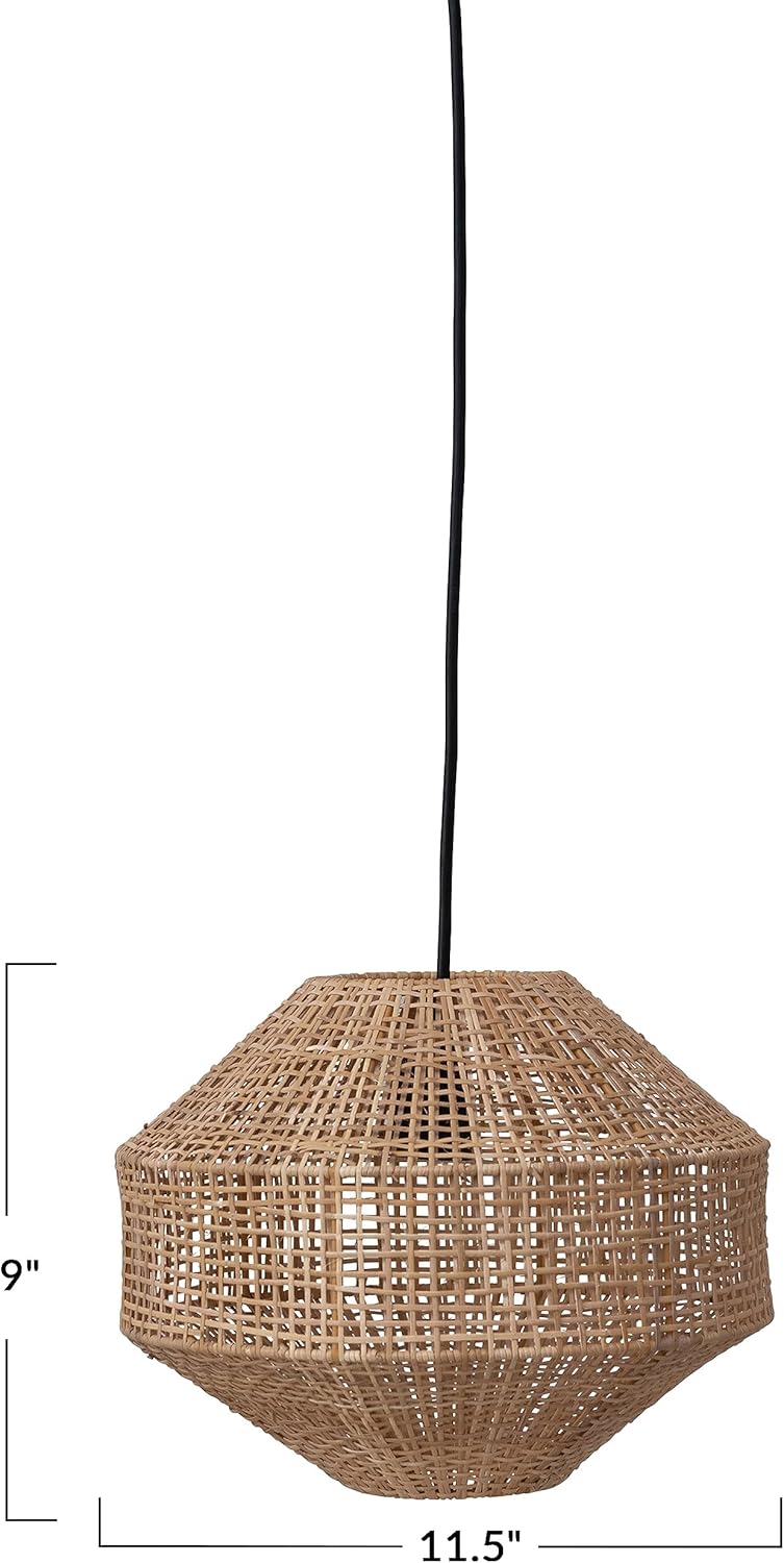 Creative CoOp Handwoven Rattan Ceiling Light Natural 12quot L x 12quot W x 9quot H12L x 12W x 9H