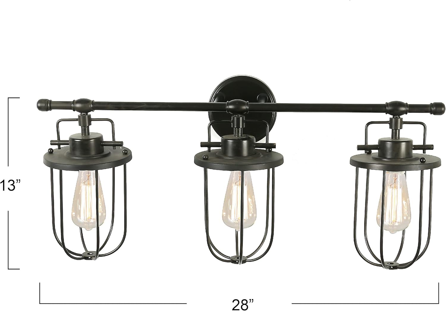Creative CoOp Industrial Metal Cage 3 Light Black Wall Sconce