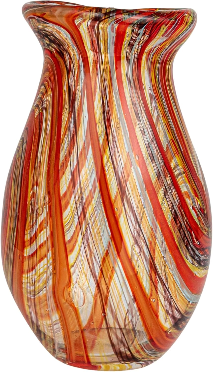 Creative CoOp Kaleidoscope Handmade Art Glass Vase Multicolor