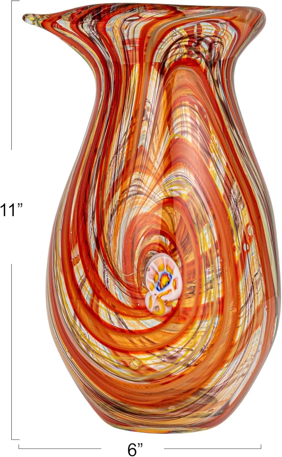 Creative CoOp Kaleidoscope Handmade Art Glass Vase Multicolor