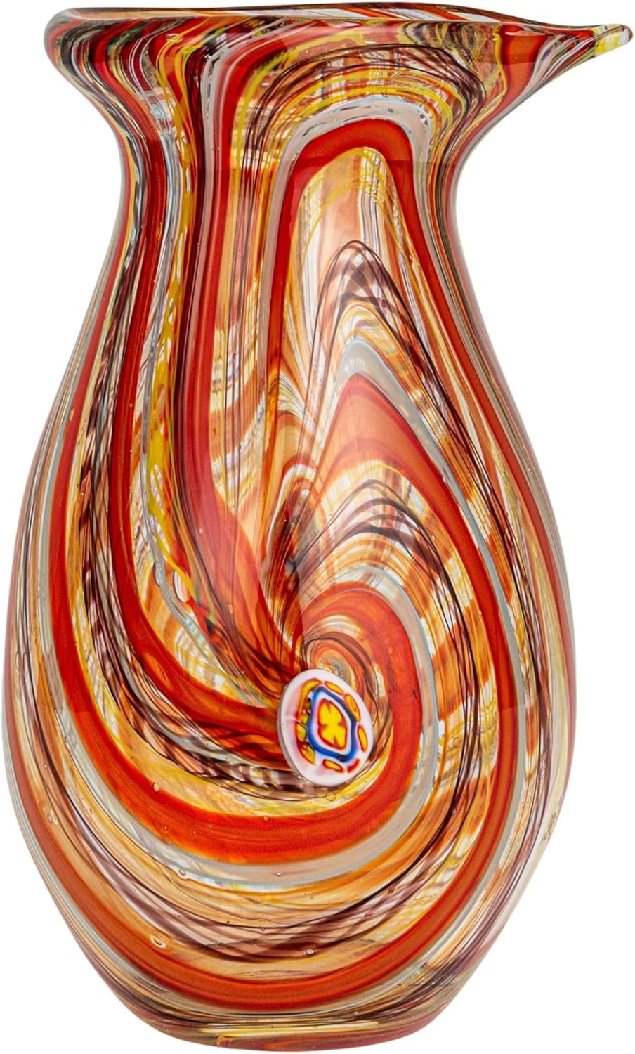 Creative CoOp Kaleidoscope Handmade Art Glass Vase Multicolor